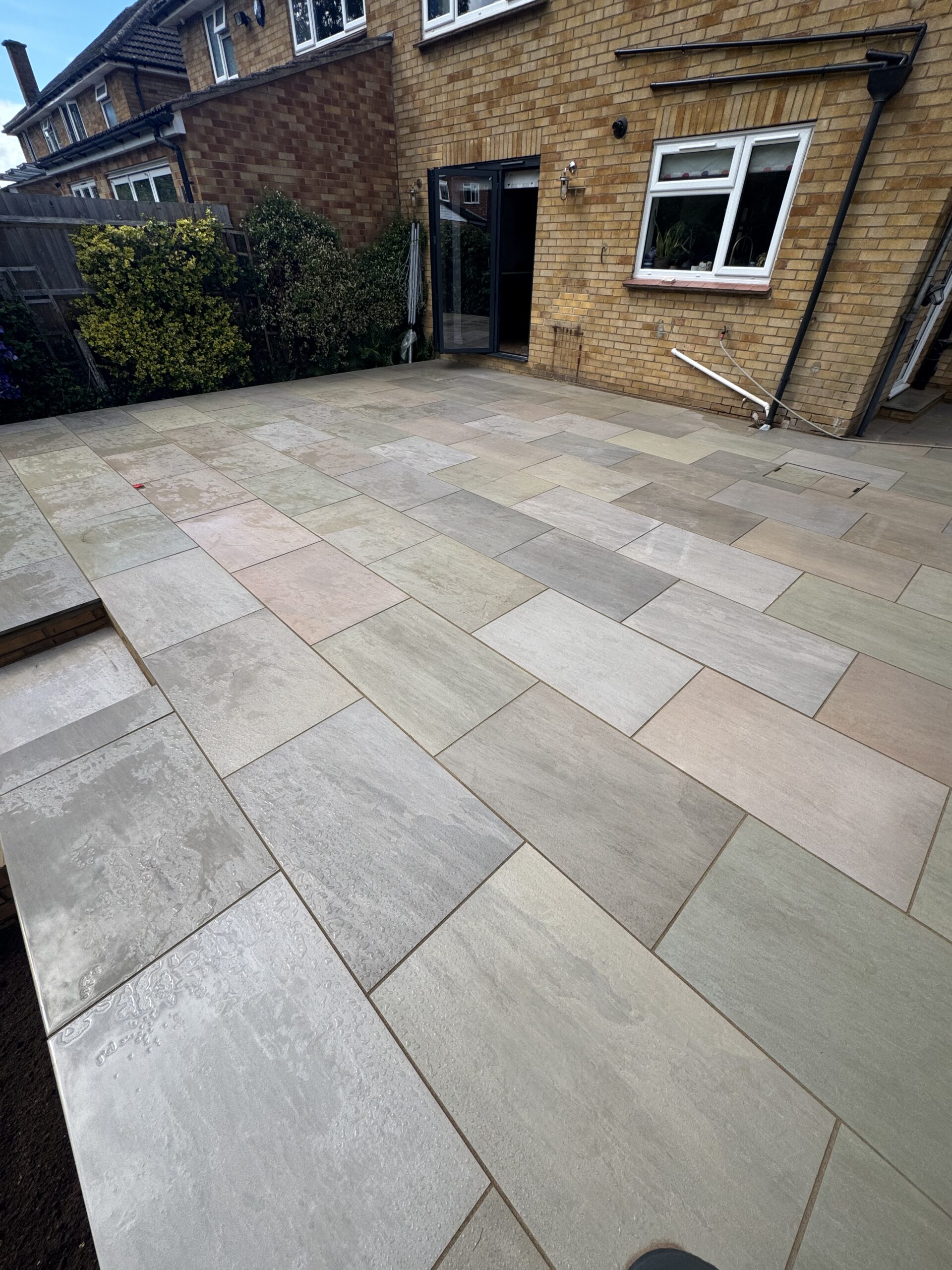 patio with new step laid in evesham
